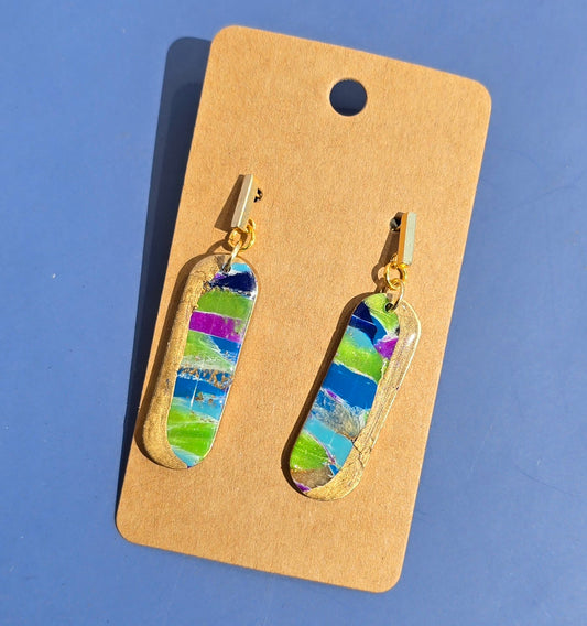 Blue, Purple & Green Faux Marble w/ Gold accent #36