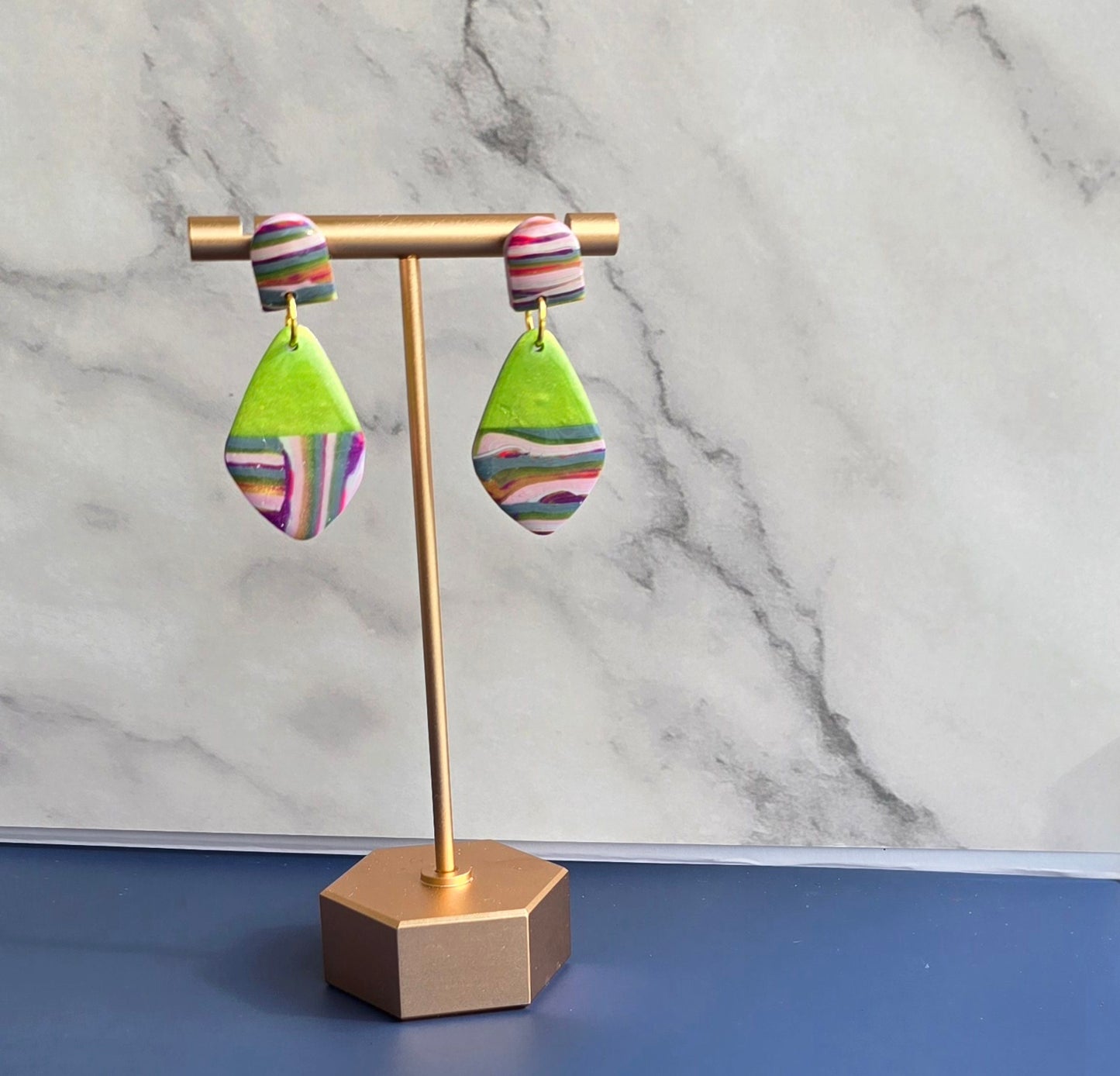 Eye-Catching Striped Colorblocked Earrings #17