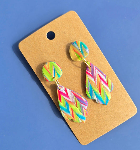 Colorful bargello drop earrings #67
