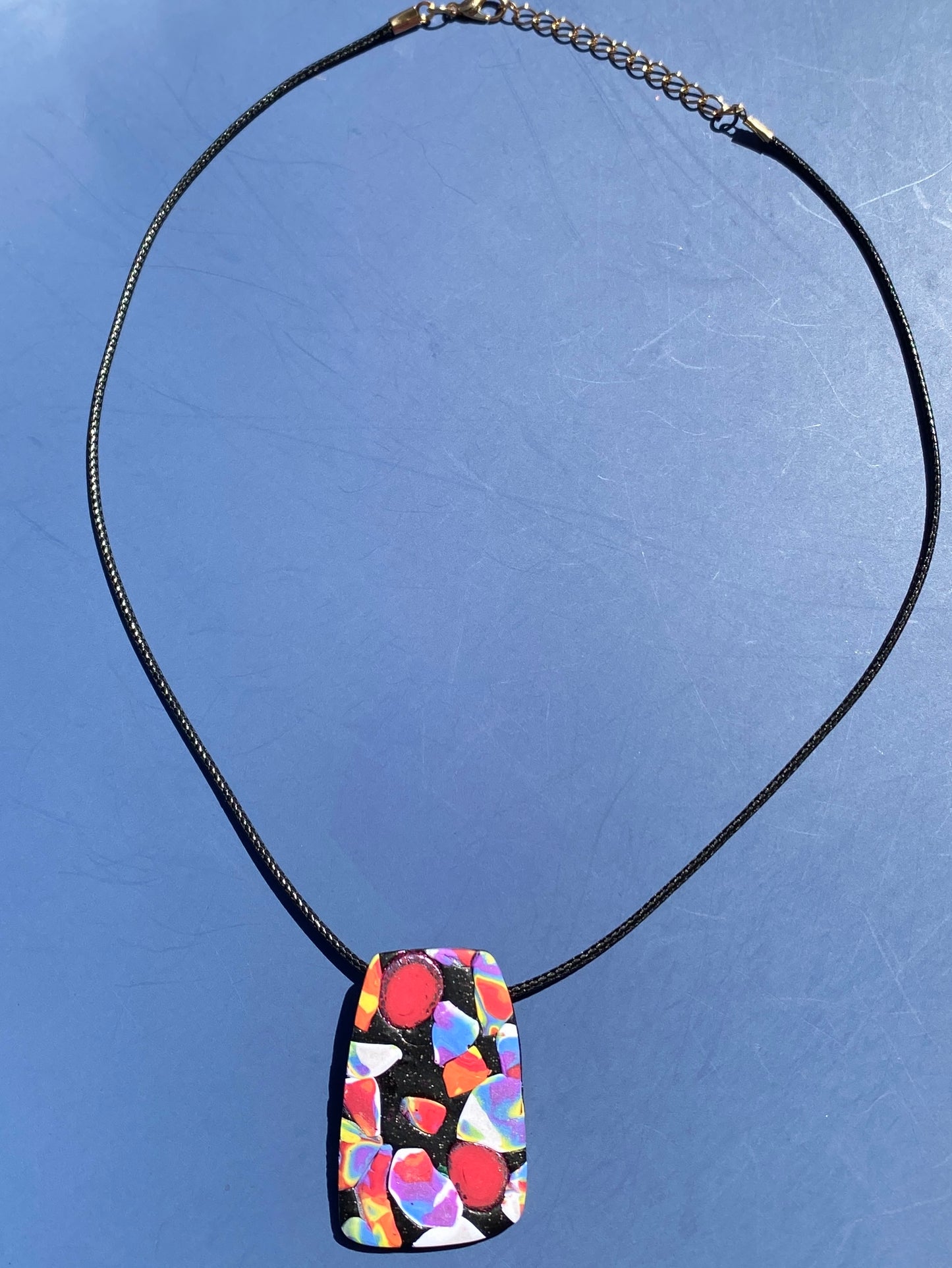 Handcrafted Rainbow Mokume Gane Polymer Clay Pendant #120