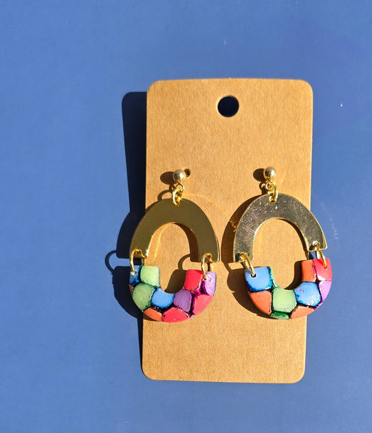 Mosaic Hoop Earrings in Bright Colors #25