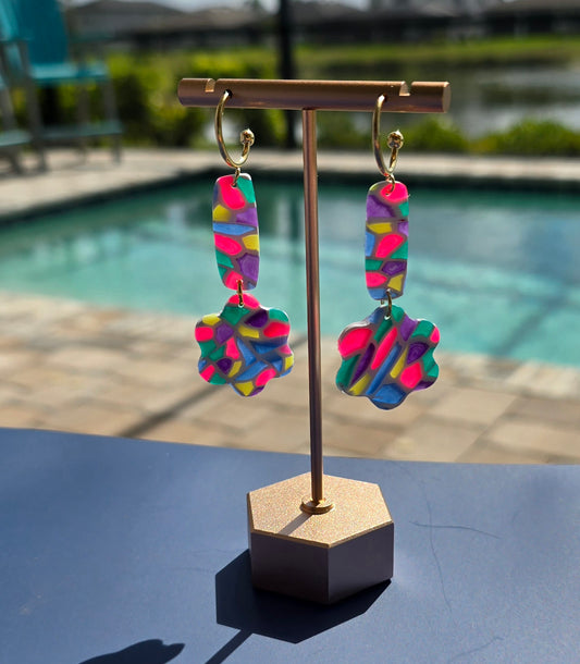 Stained glass inspired dangle earrings #62