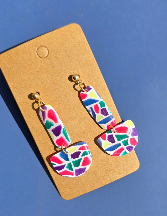 Stained glass inspired drop earrings #61