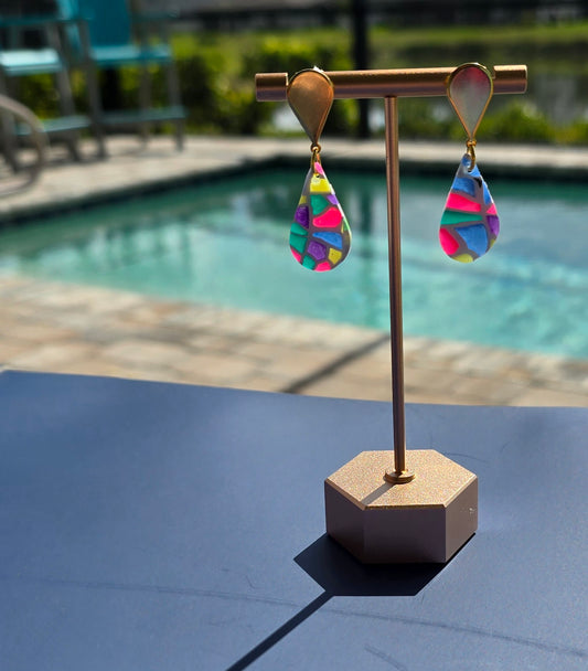 Stained glass inspired drop earrings #63