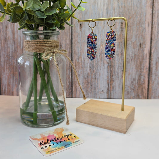 Long Drop Earrings with a Mosaic Design #4