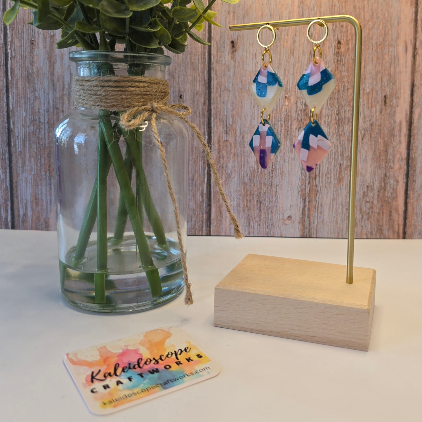 Geometric Dangle Earrings with a Bargello Design #10