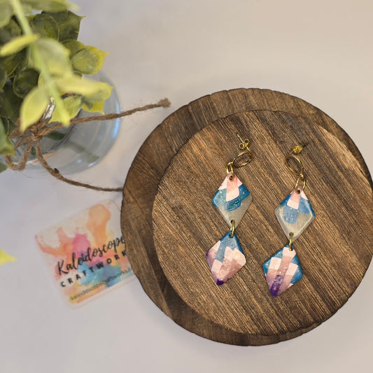Geometric Dangle Earrings with a Bargello Design #10