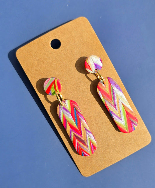 Colorful bargello drop earrings #66