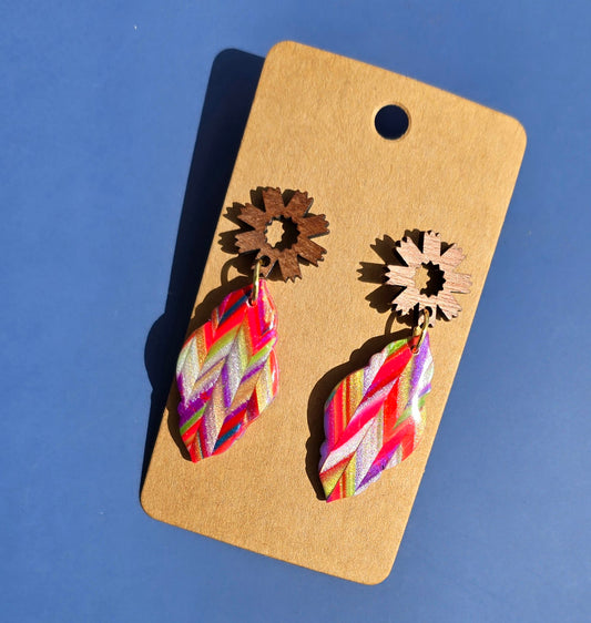 Colorful bargello drop earrings #68