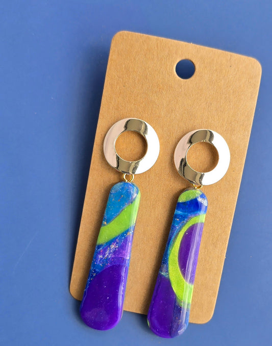 Vibrant colored elongated drop earrings #55