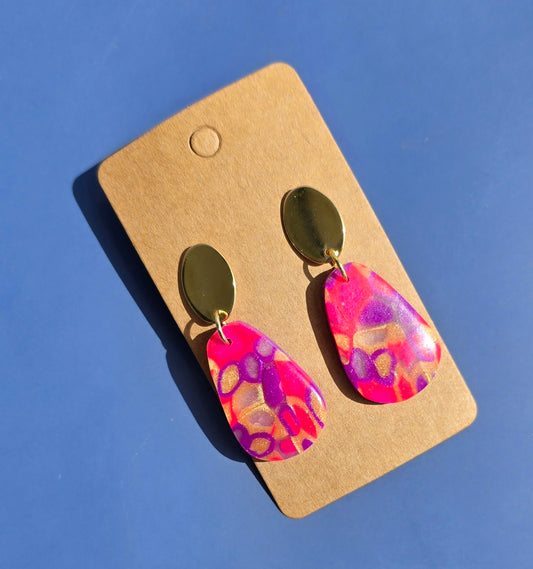 Bright swirls dangle earrings #60