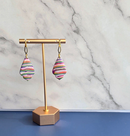 Handmade Striped Teardrop Dangle Earrings #20