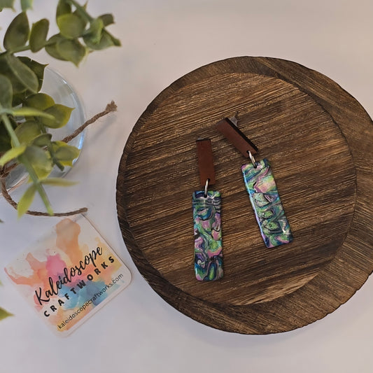 Faux Abalone with Wooden Drop Stud #31