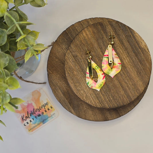 Teardrop Dangle Earrings with Abstract Design #13