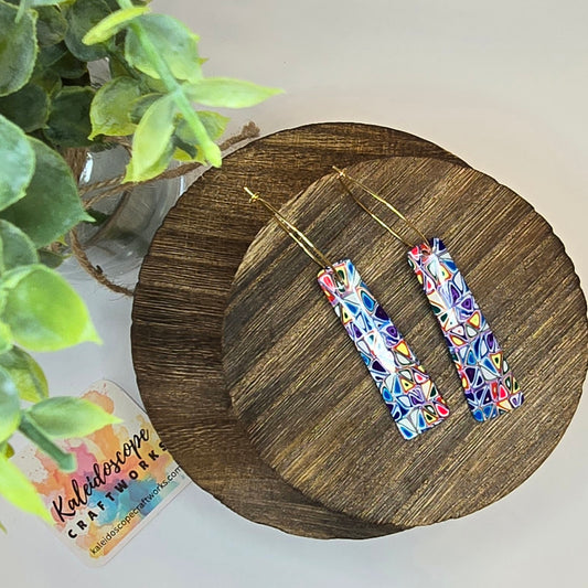 Mosaic pattern polymer clay drop earrings #5