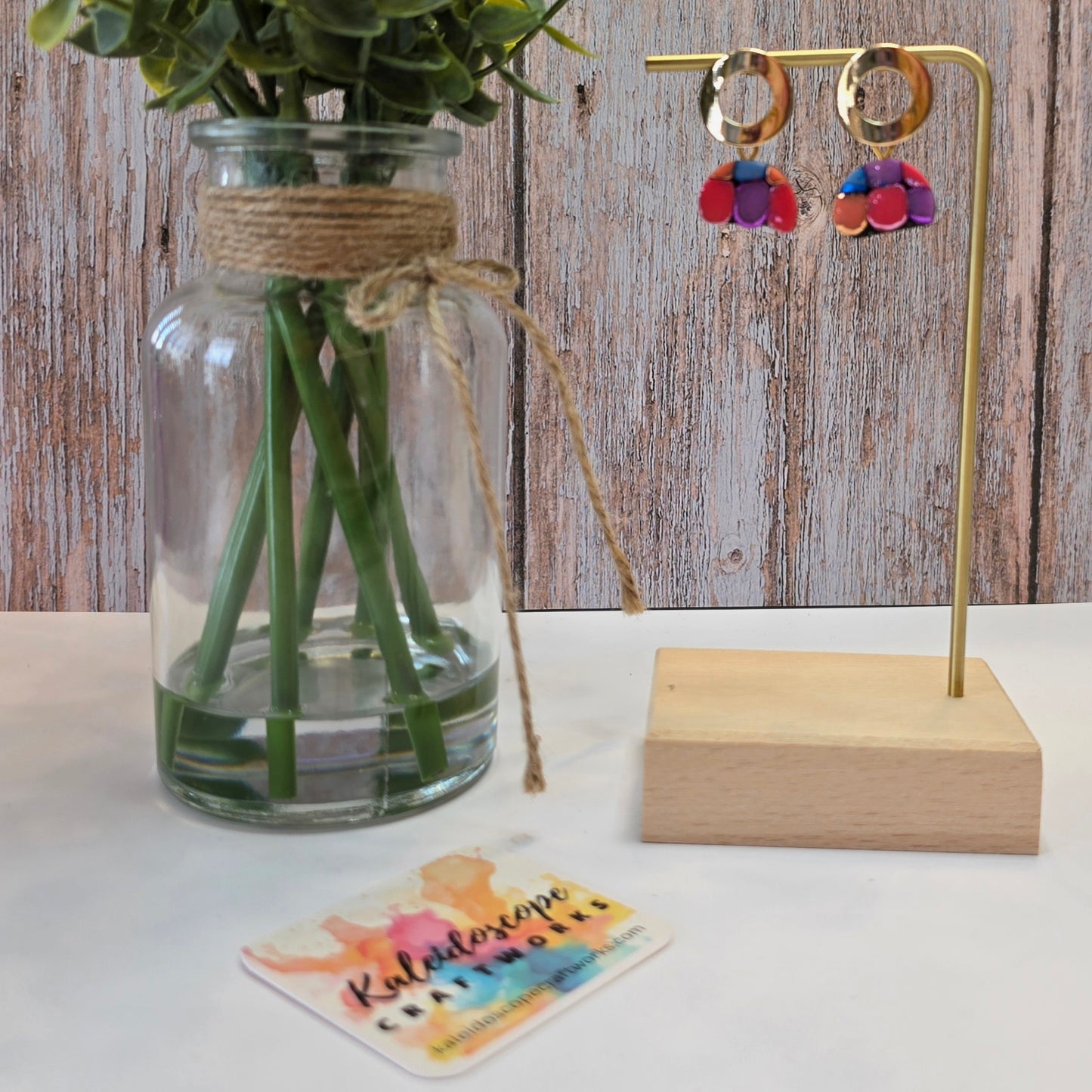 Rainbow Dots Half Circle Drop Earrings #23